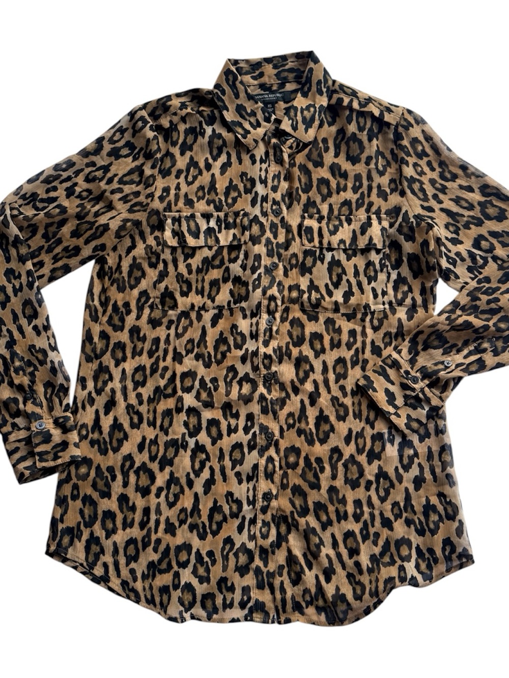 Banana Republic Black and Tan Leopard-Print Shirt